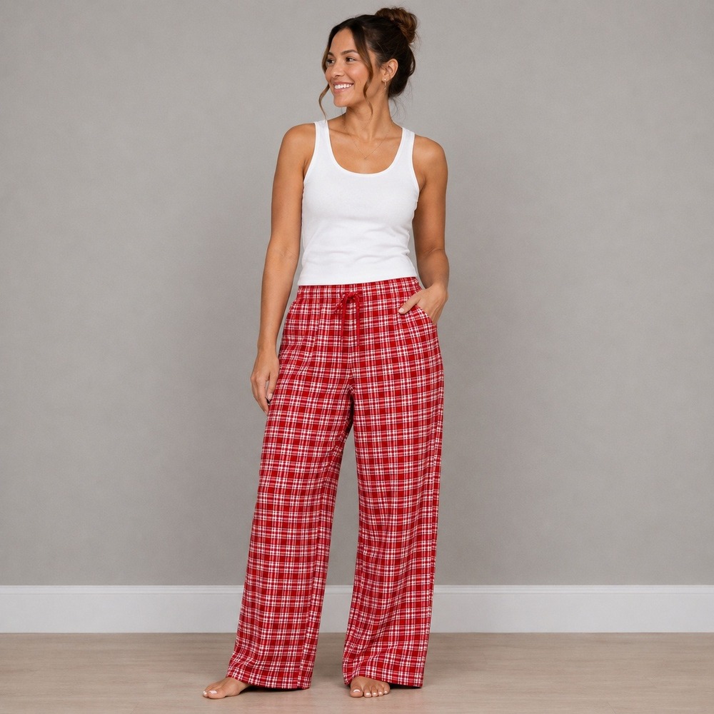 Gap Red Plaid Pajama Pants Lounge Bottoms Drawstring Size L NEW 984205265